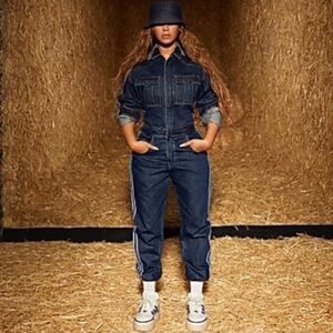 IVY PARK Denim Jumpsuit with Blue Accents